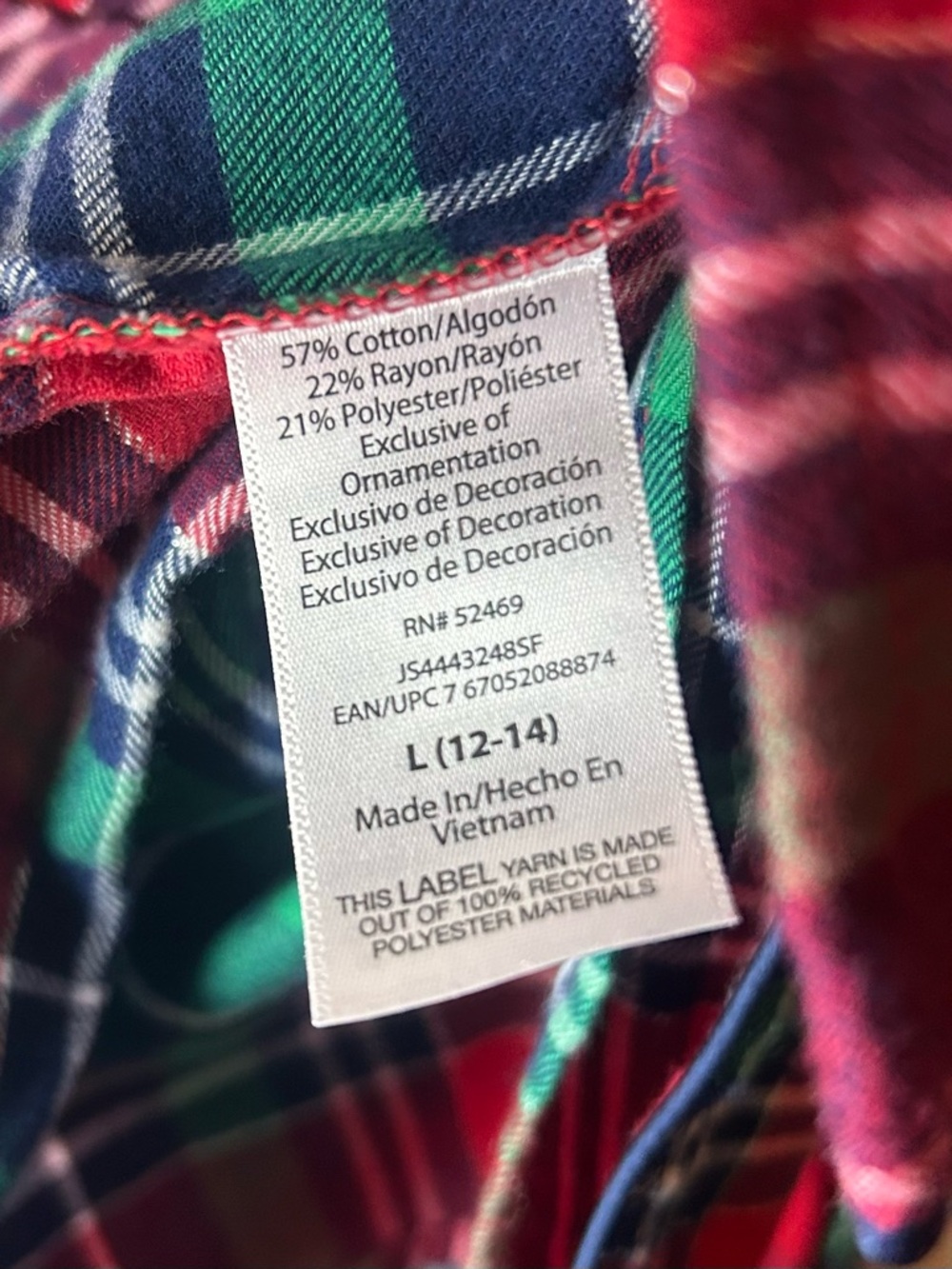 Joyspun Red Plaid Pajama Set Women’s L Christmas Flannel Lounge Set - Picture 4 of 10